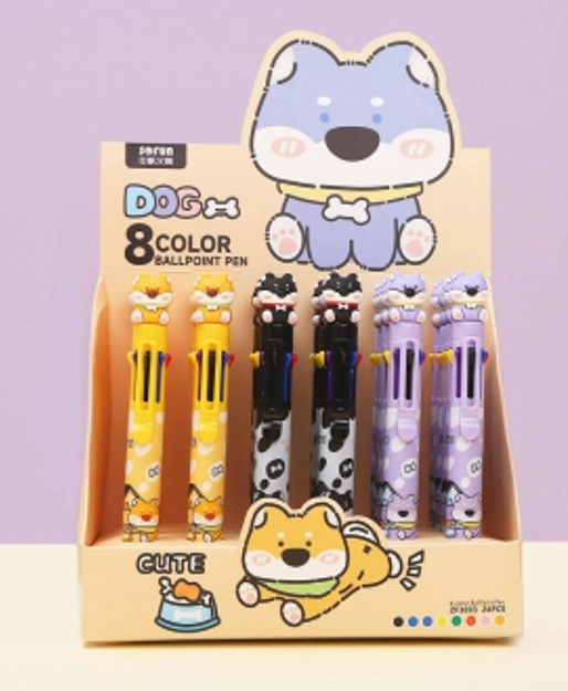 Caneta Esferografica Gel Sofun Cachorro 8 Cores Pl0355 Zhejiang New