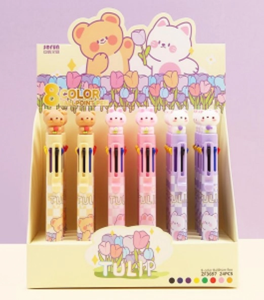 Caneta Esferografica Gel Sofun Tulipa 8 Cores Pl0354 Zhejiang New