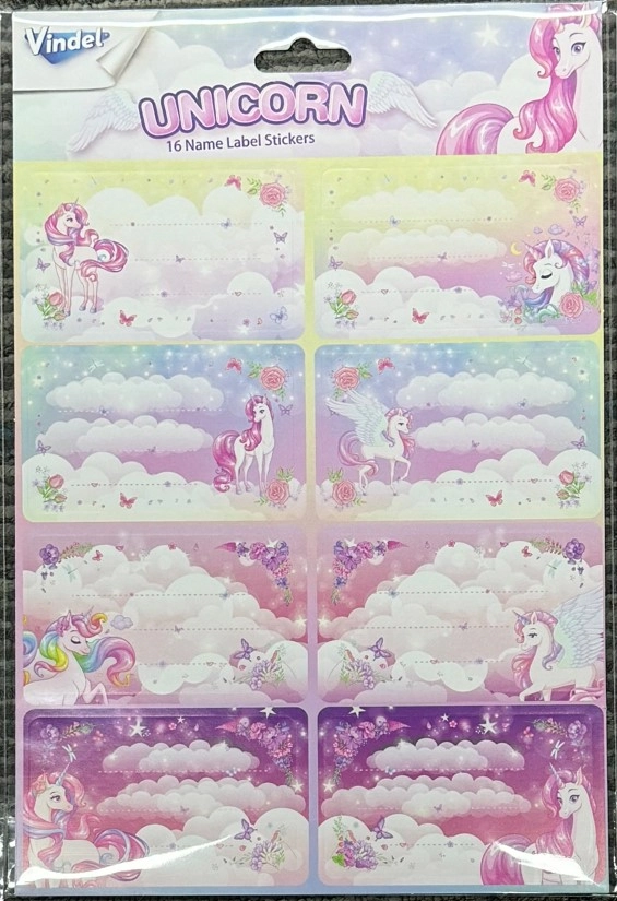 Etiqueta Adesiva Escolar Unicornio 7x4.2cm 16un Ms 04 Wenzhou