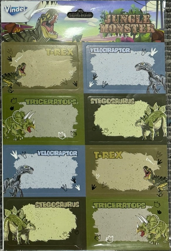 Etiqueta Adesiva Escolar Dinossauro 7x4.2cm 16un Ms 05 Wenzhou
