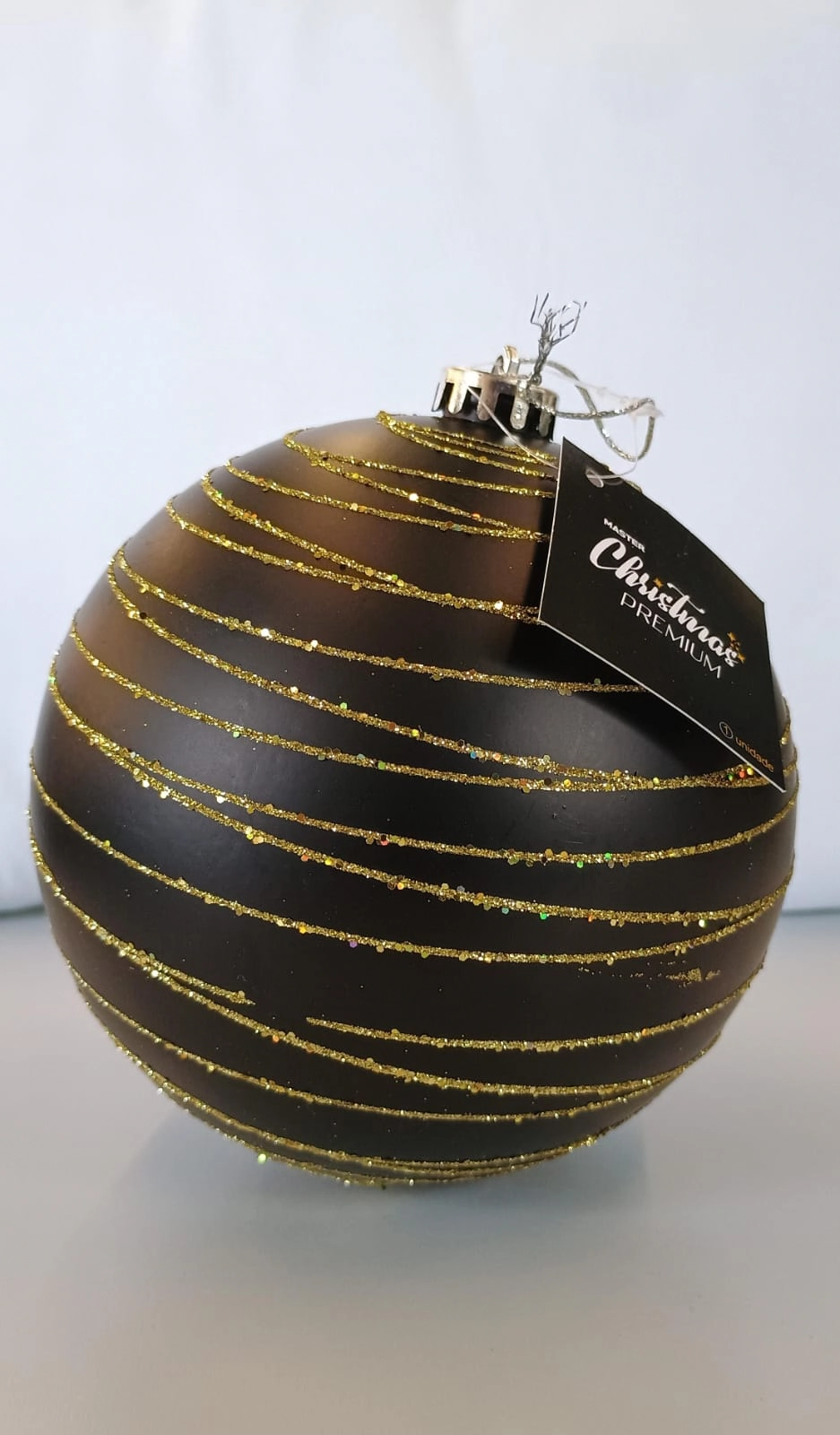 Bola Natal Decorada Preto 15cm Nt0476 Ningbo Jiaxin