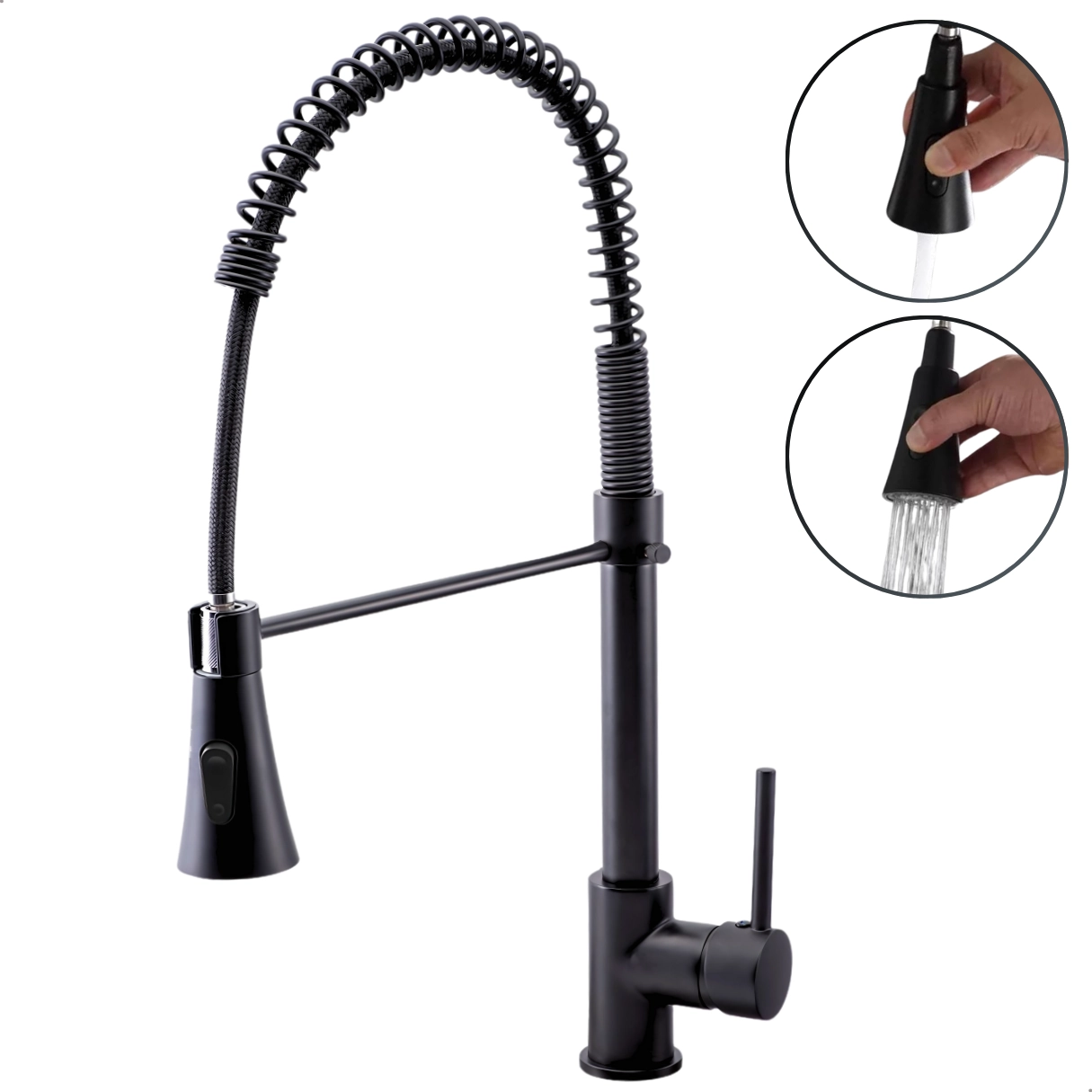 Torneira Monocomando Gourmet de Pia Cozinha Preta Black Flexível 2 Jatos Bancada Luxo