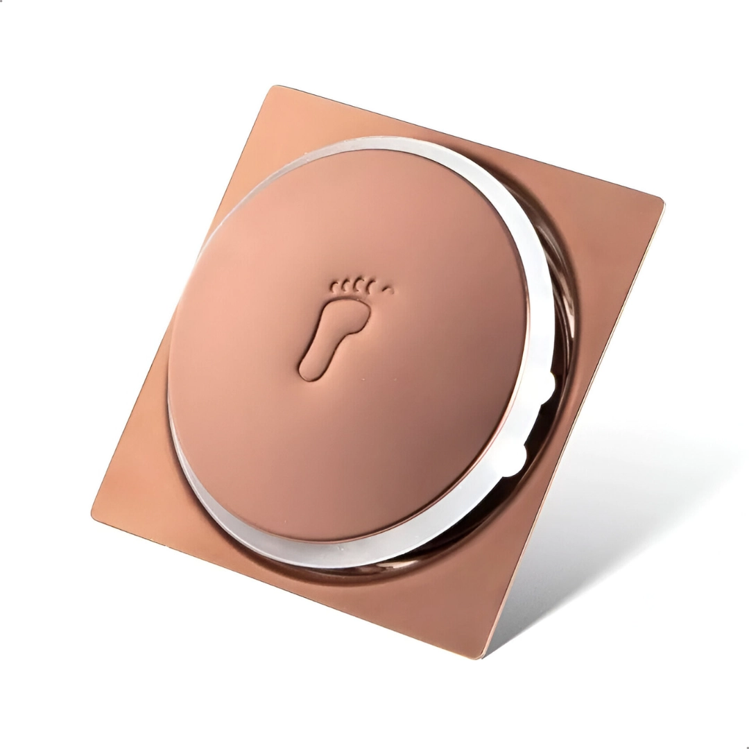Ralo Click Inteligente de Banheiro 15x15 Cm Anti-inseto e Anti-odor Quadrado Aço Inox Rose - Soft Inox