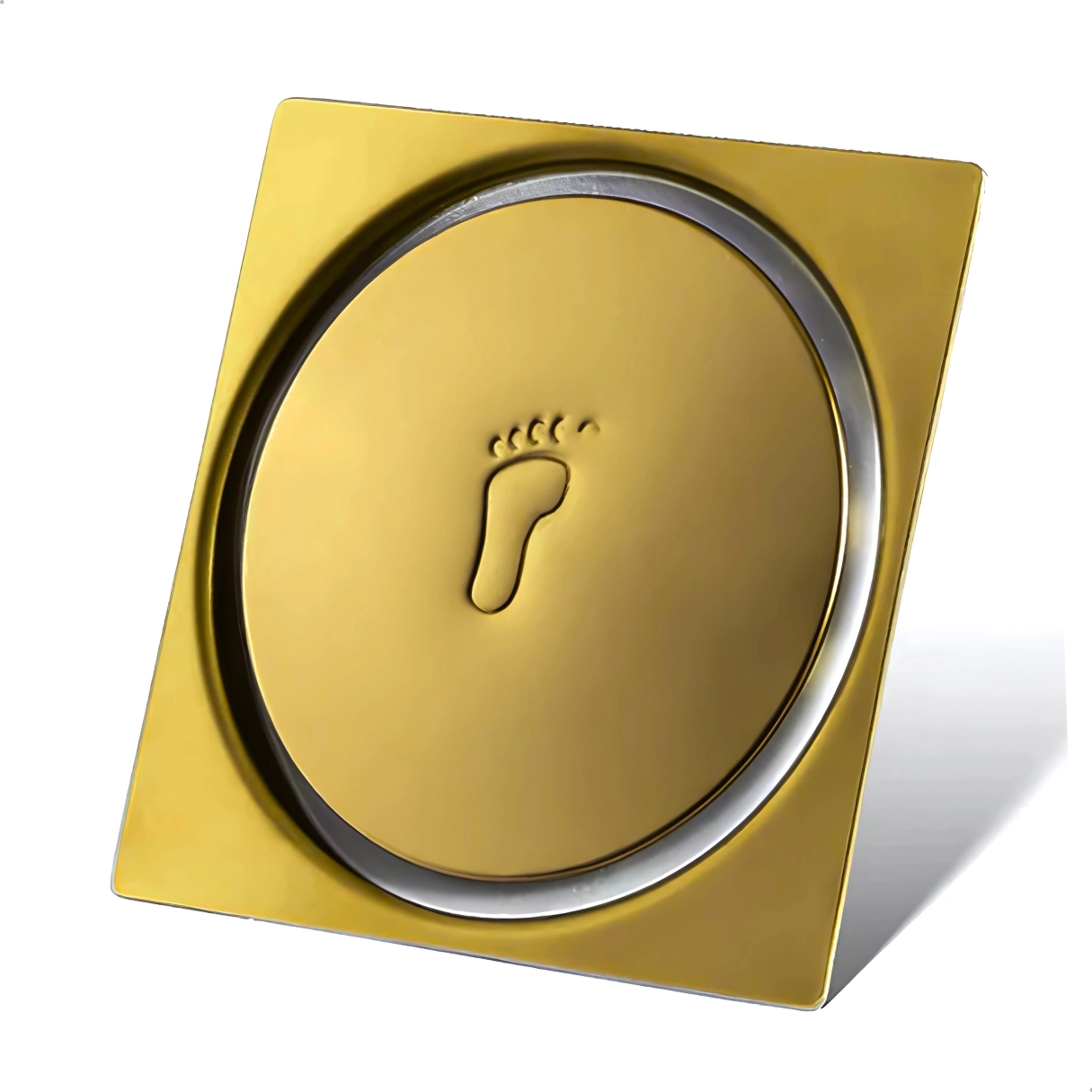 Ralo Click Inteligente de Banheiro 10x10 Cm Anti-inseto e Anti-odor Quadrado Aço Inox Dourado Gold - Soft Inox