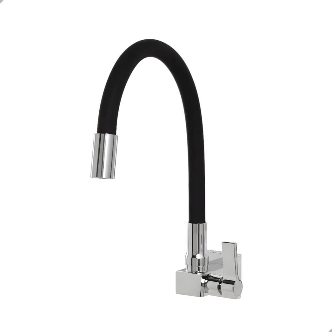 Torneira Cozinha Flexível Quadrada Parede Silicone Preto