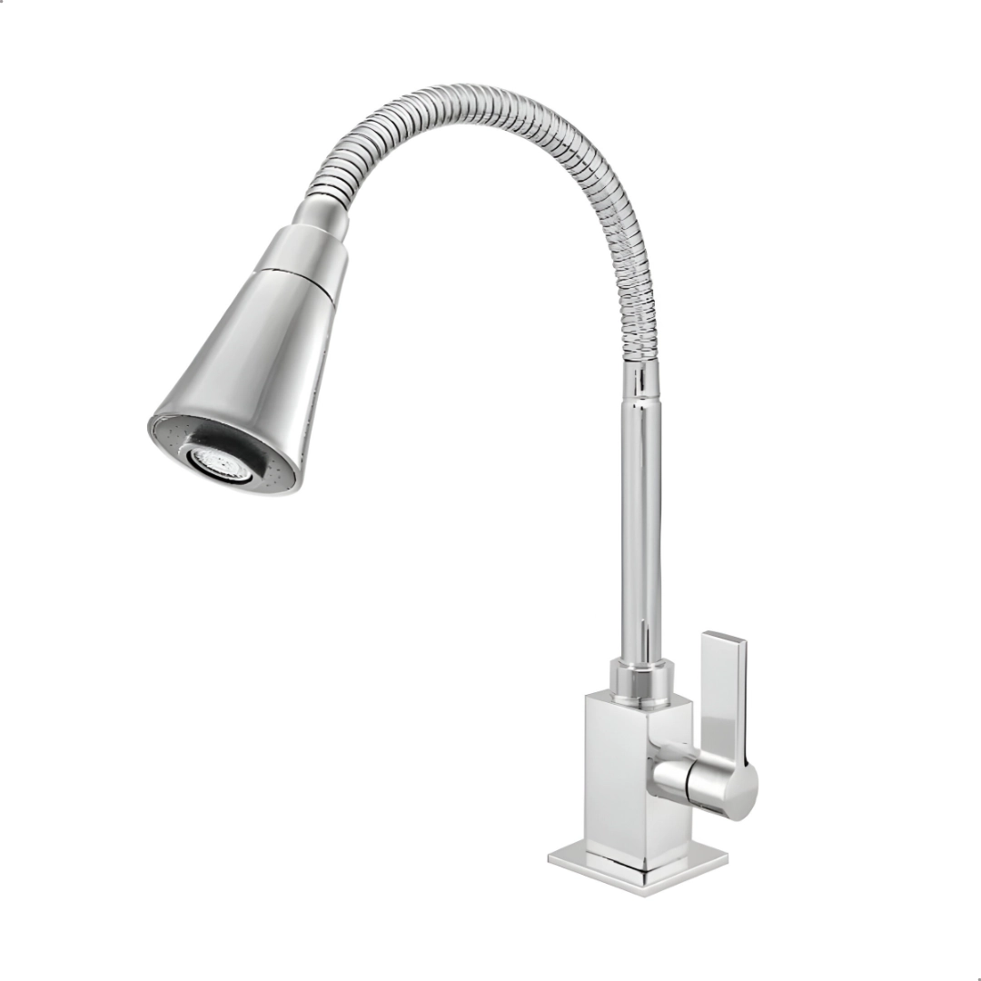 Torneira Gourmet Quadrada Em Metal Cozinha Bancada Flexível
