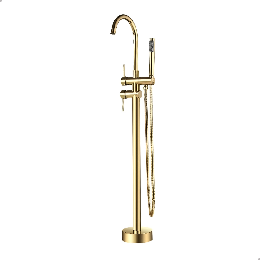 Torneira Luxo Monocomando De Chão Para Banheira Gold Dourada