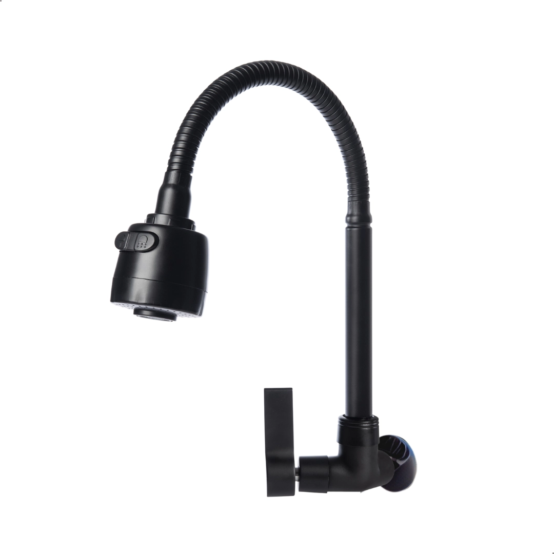 Torneira Gourmet De Cozinha Fullblack Preta De Parede