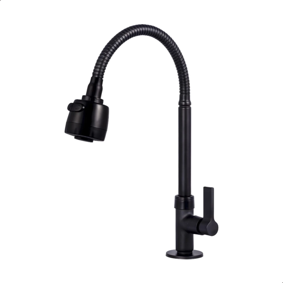 Torneira Gourmet De Cozinha Fullblack Preta De Parede