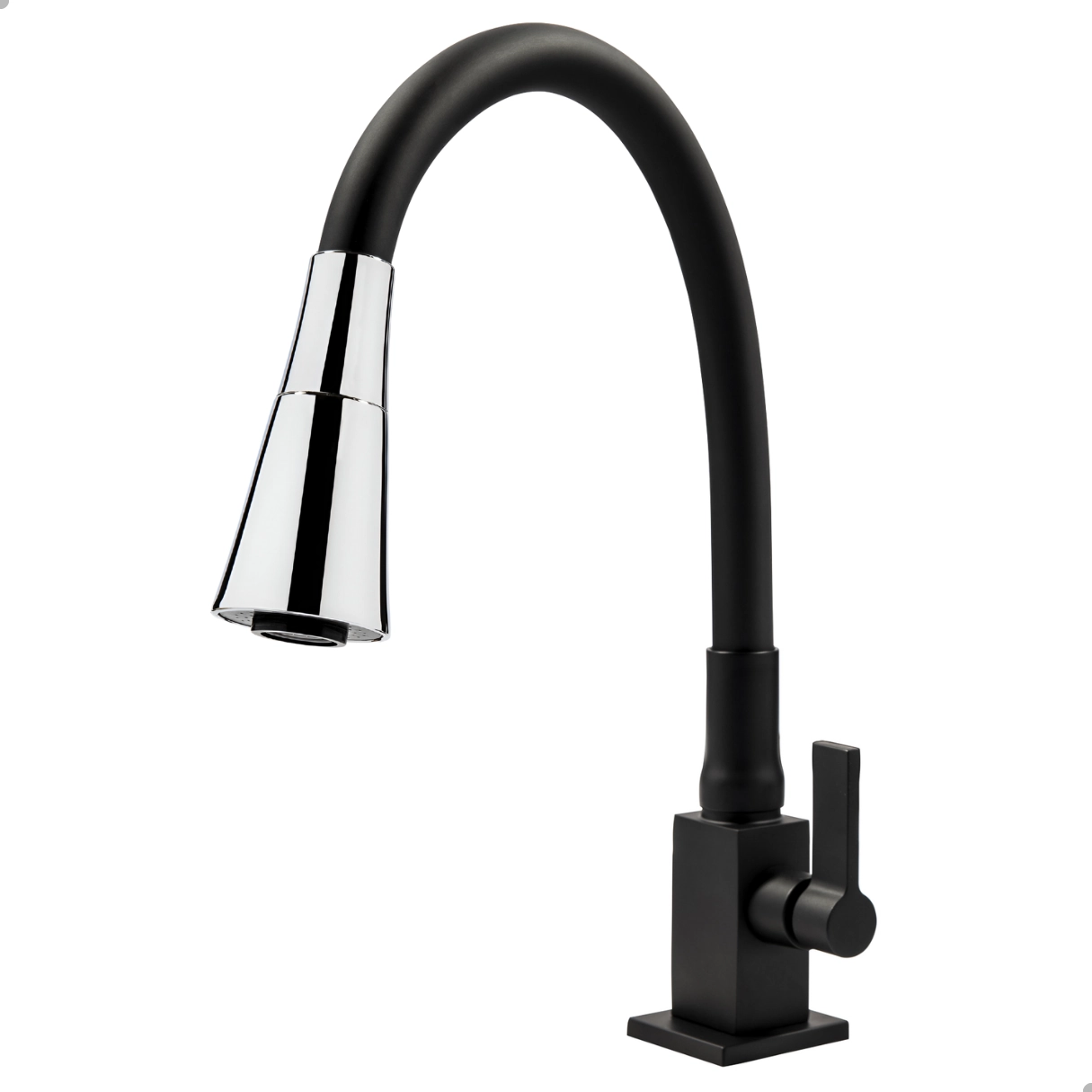 Torneira Gourmet Bancada Cozinha Preta Cone Preto Cromado