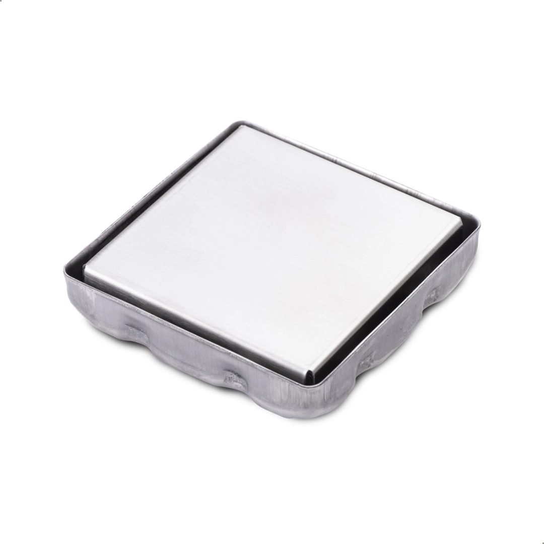Ralo Oculto Invisível Inox Escovado Quadrado 10x10 Cm