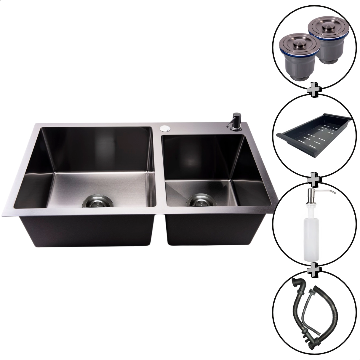 Cuba Cozinha Pia Aço Inox Gourmet Quadrada Preta Embutir/Sobrepor