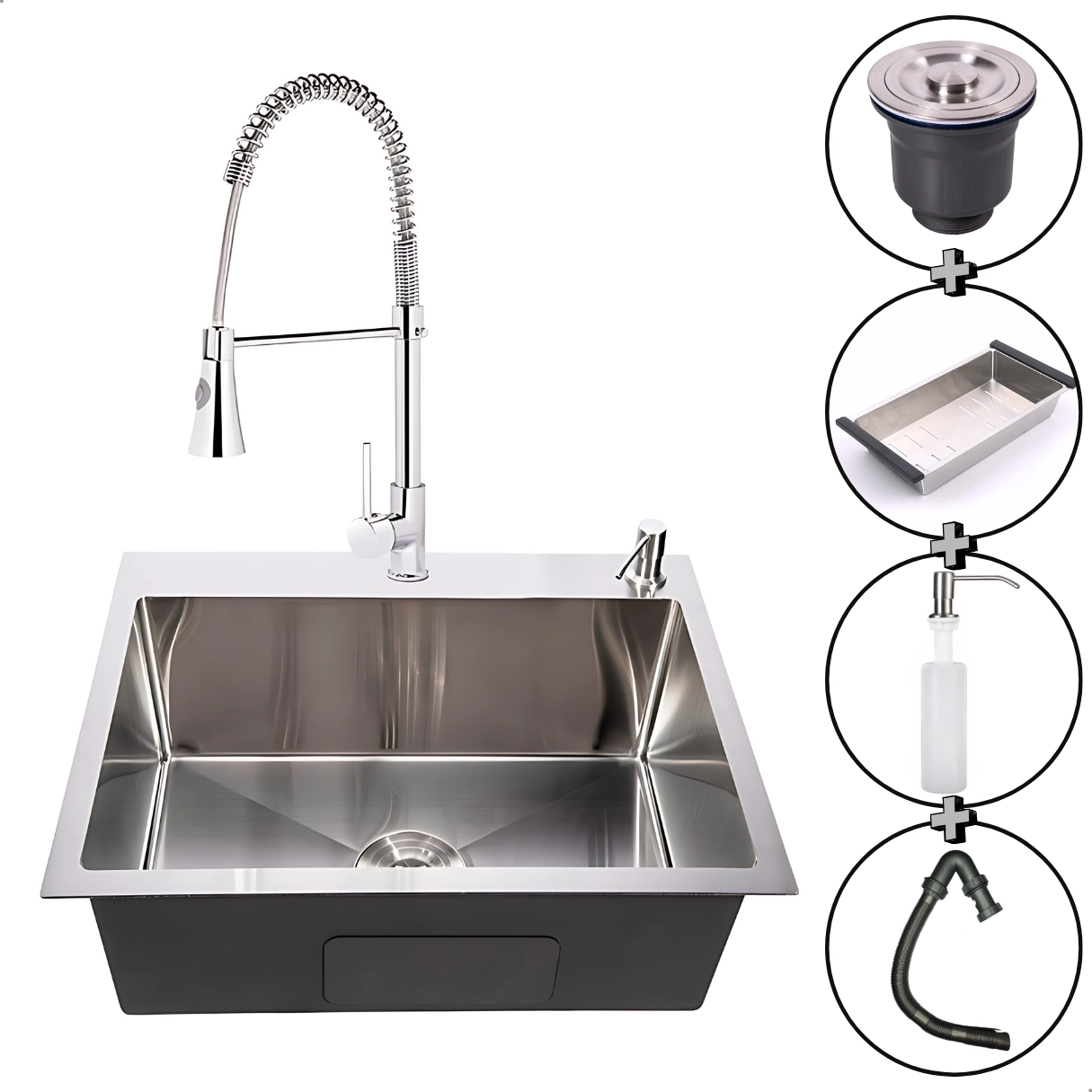 Cuba Pia Gourmet Cozinha Escovada Com Torneira Monocomando 1 Saída Cromada