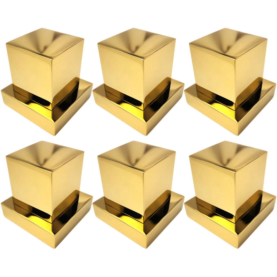 Kit 6 Acabamentos De Registro Padrão Deca Quadrado Dourado