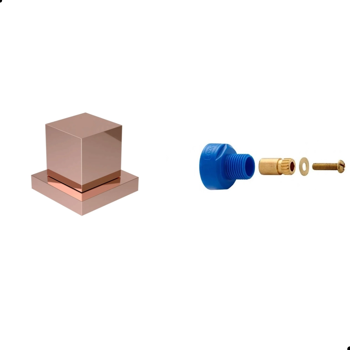 Kit Acabamento Quadrado Rose 1/2 E 3/4 + Conversor Docol P/deca