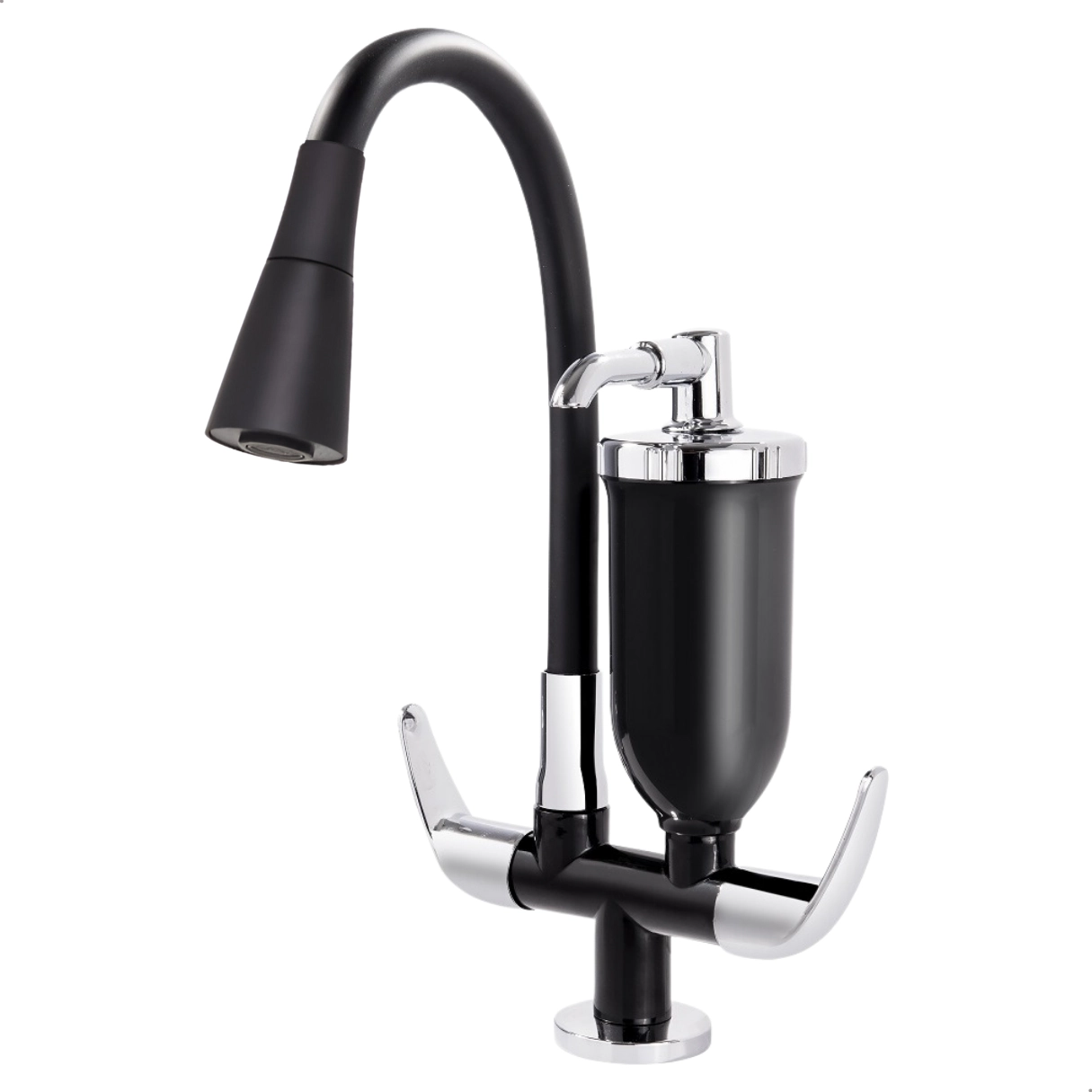 Torneira Com Filtro Bancada Gourmet Flexível Preta Cozinha Em Abs