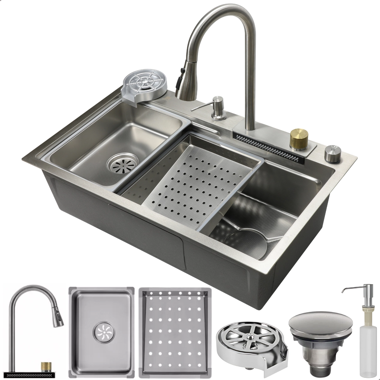 Cuba Gourmet Cozinha Inox 304 Anti Risco Nano Pvd Escovada + Torneira Monocomando Cascata