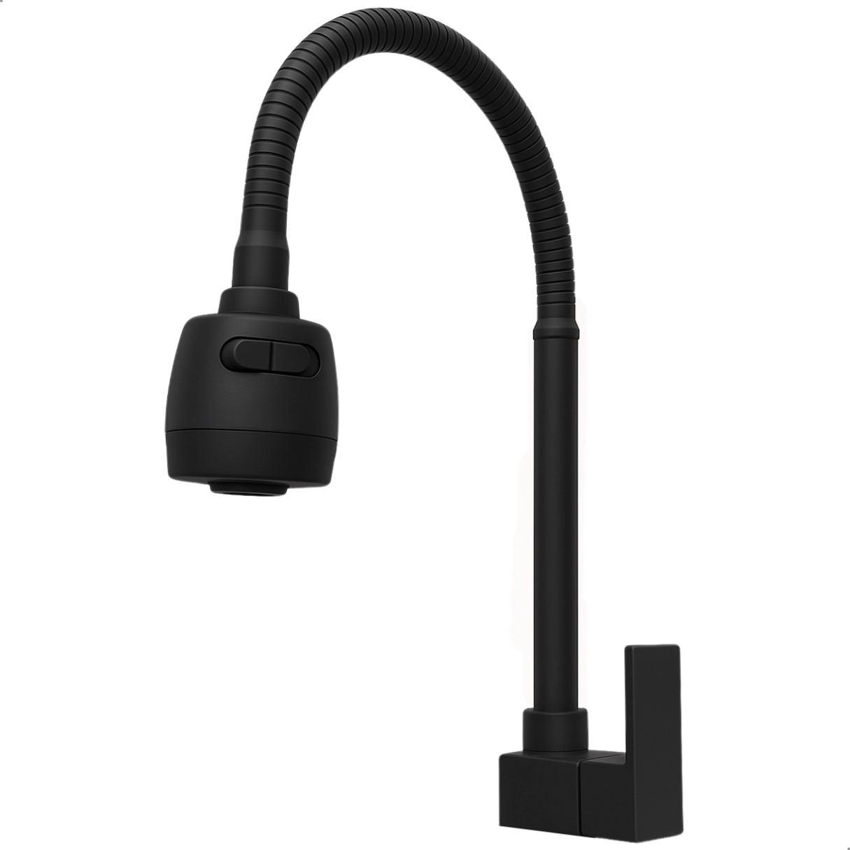 Torneira Gourmet De Pia De Cozinha Parede Flexível Luxo 2 Jatos Preto Fosco