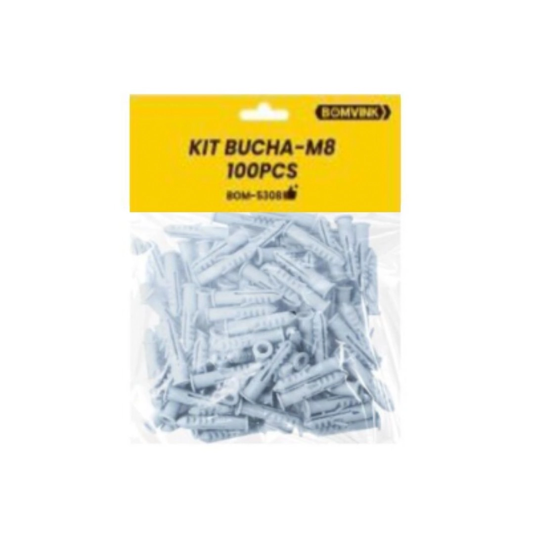 Bucha 8mm M8 C/anel Aba Plastica Fixacao Parede Bom-5308 Pacote C/100 Un