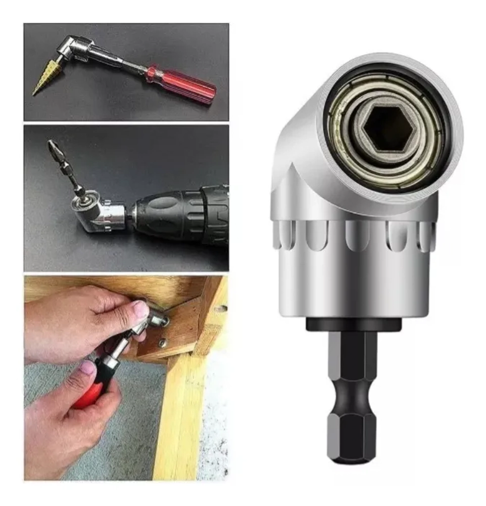 Adaptador Angular 90° Encaixe 1/4 Para Bits De Parafusadeira E Furadeira