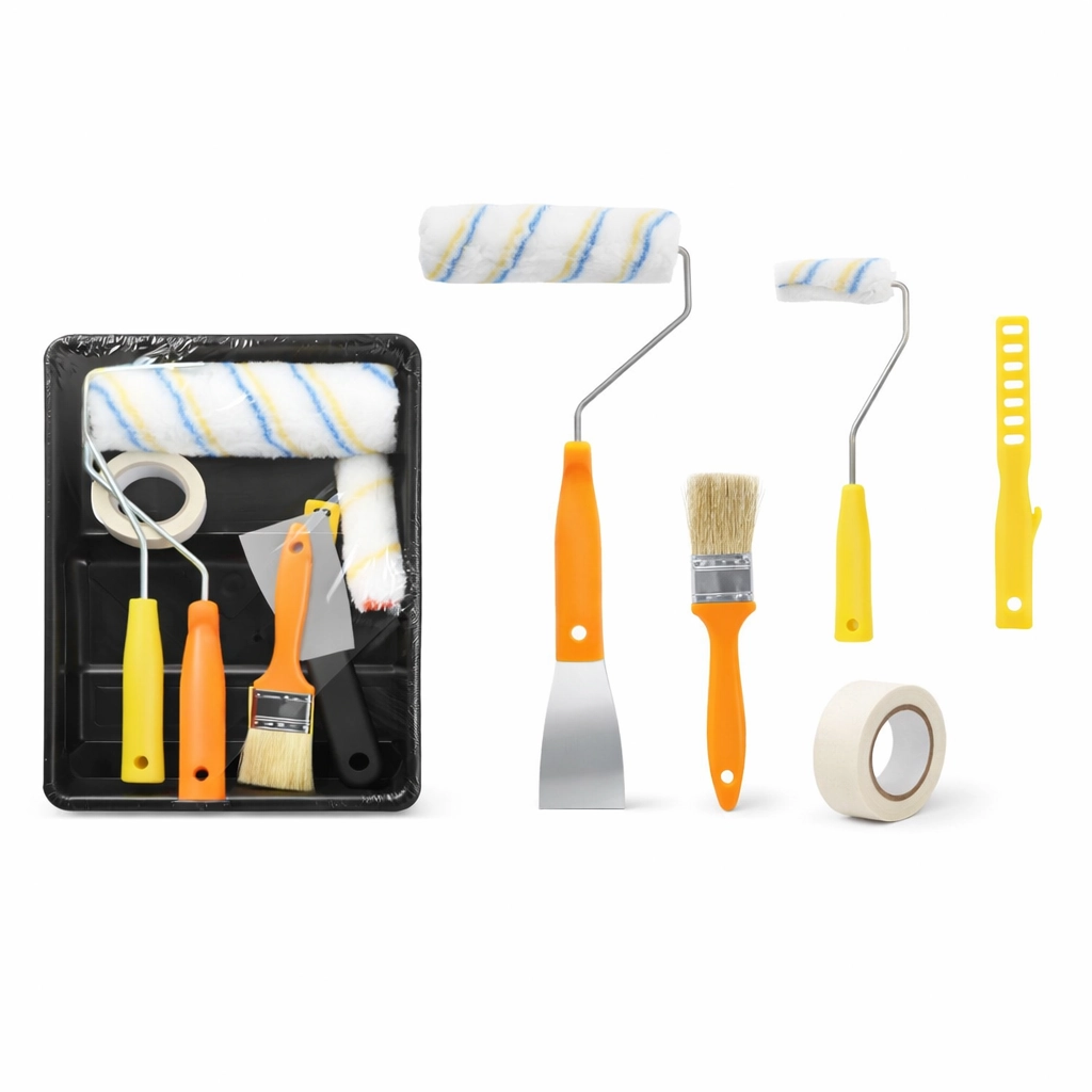 Kit Pintura Parede Teto Rolo De Lã 6 Pcs C/bandeja Casa Uso Multiuso Domestico Completo Bom-3609