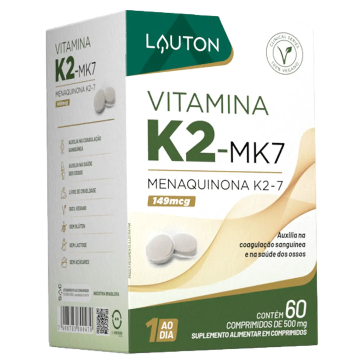 Vitamina K2 Mk7 149mcg Lauton Caixa 60 Comprimidos