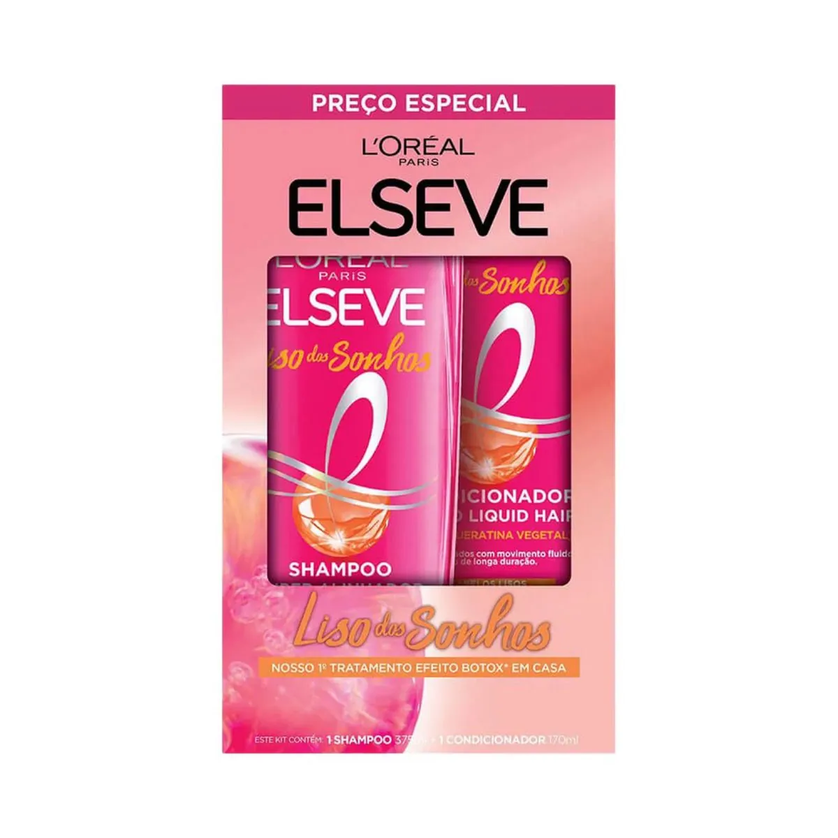 Kit Shampoo 375ml Condicionador 170ml Loréal Paris Elseve Liso Dos Sonhos