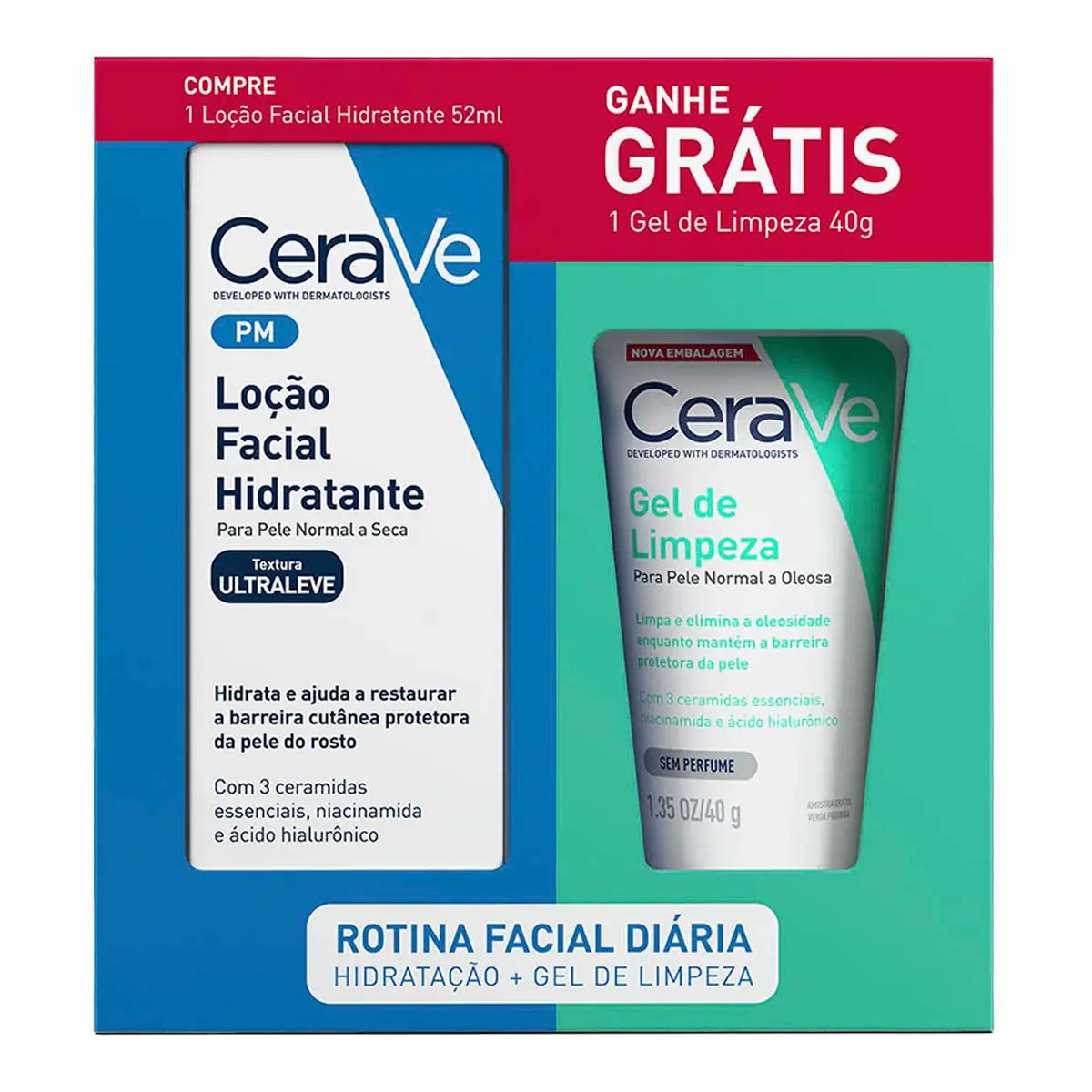 Kit Cerave Facial Loção Hidratante 52ml + Gel De Limpeza 40g