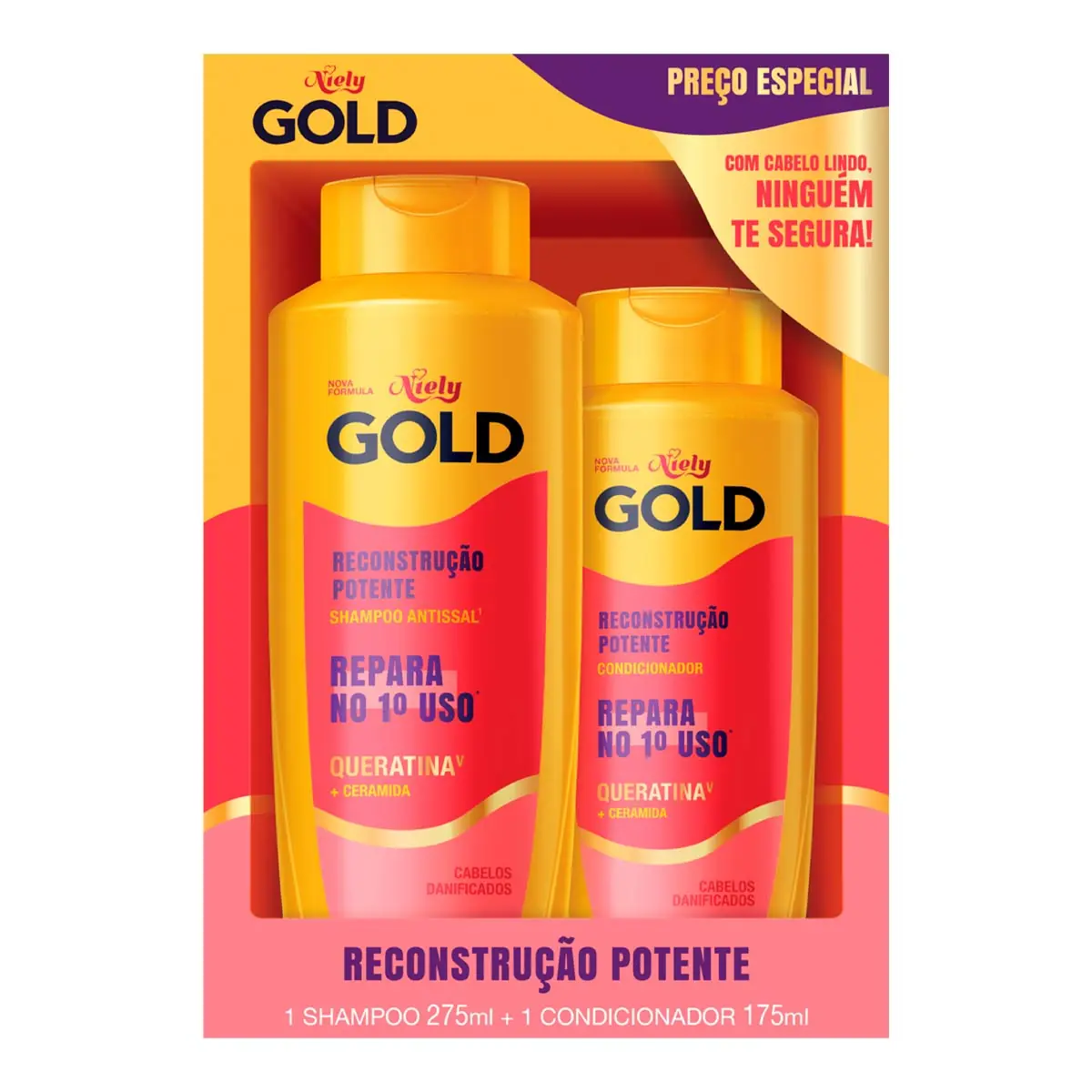 Kit Niely Gold Sh275ml Cond275ml Reconstrucao Potente