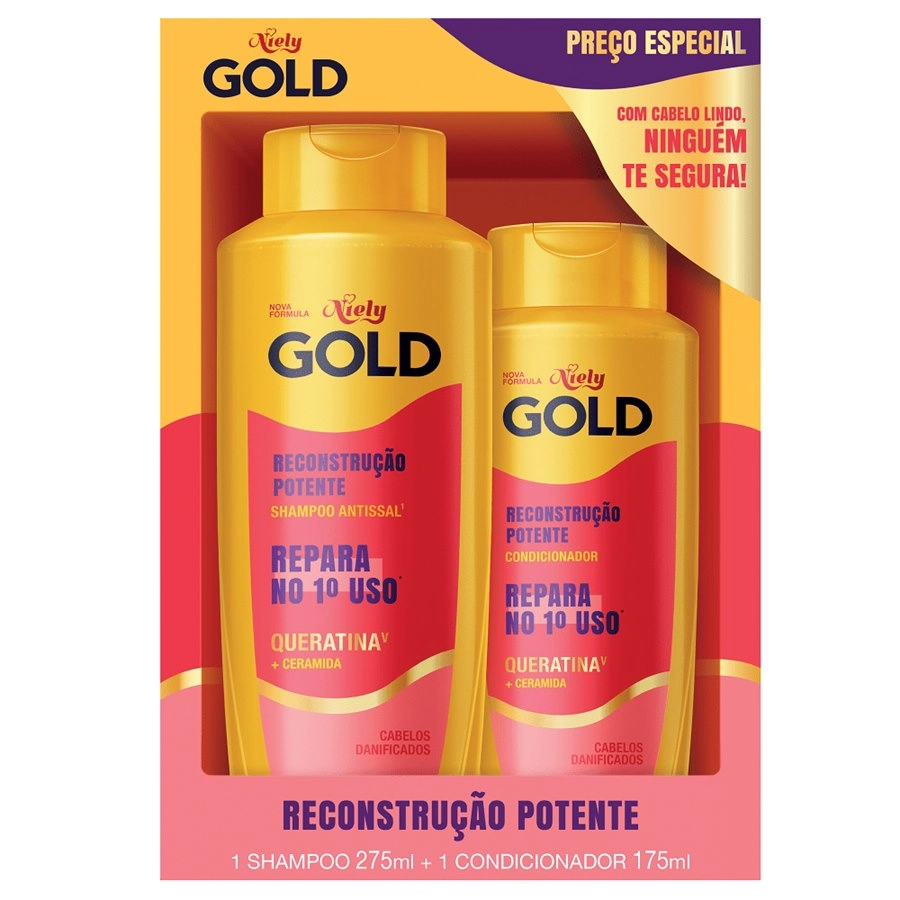 Kit Niely Gold Sh275ml Cond275ml Reconstrucao Potente
