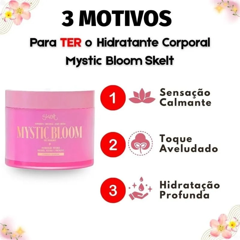 Hidratante Desodorante Corporal Mystic Bloom 200g Rosa Claro Skelt