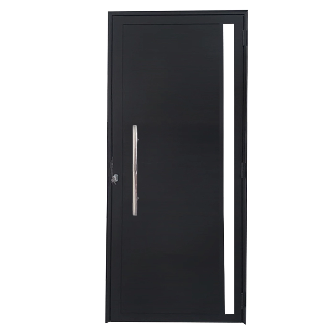 Porta Lambril De Alumínio Preto Com Puxador E Vidro Linha 25 Lado:direita; Medidas: 210 X 80