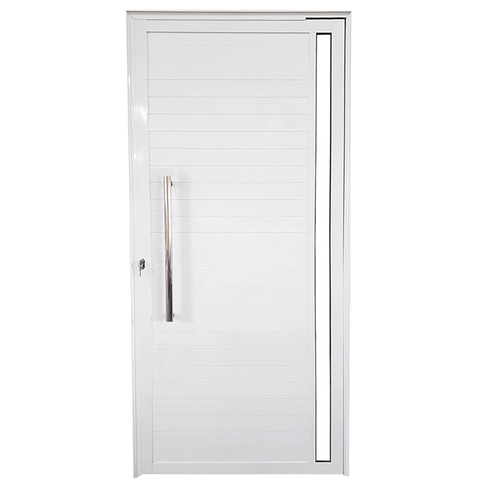 Porta Pivotante De Alumínio Branco Com Puxador E Vidro Linha 25 Lado:direita; Medidas: 210 X 120