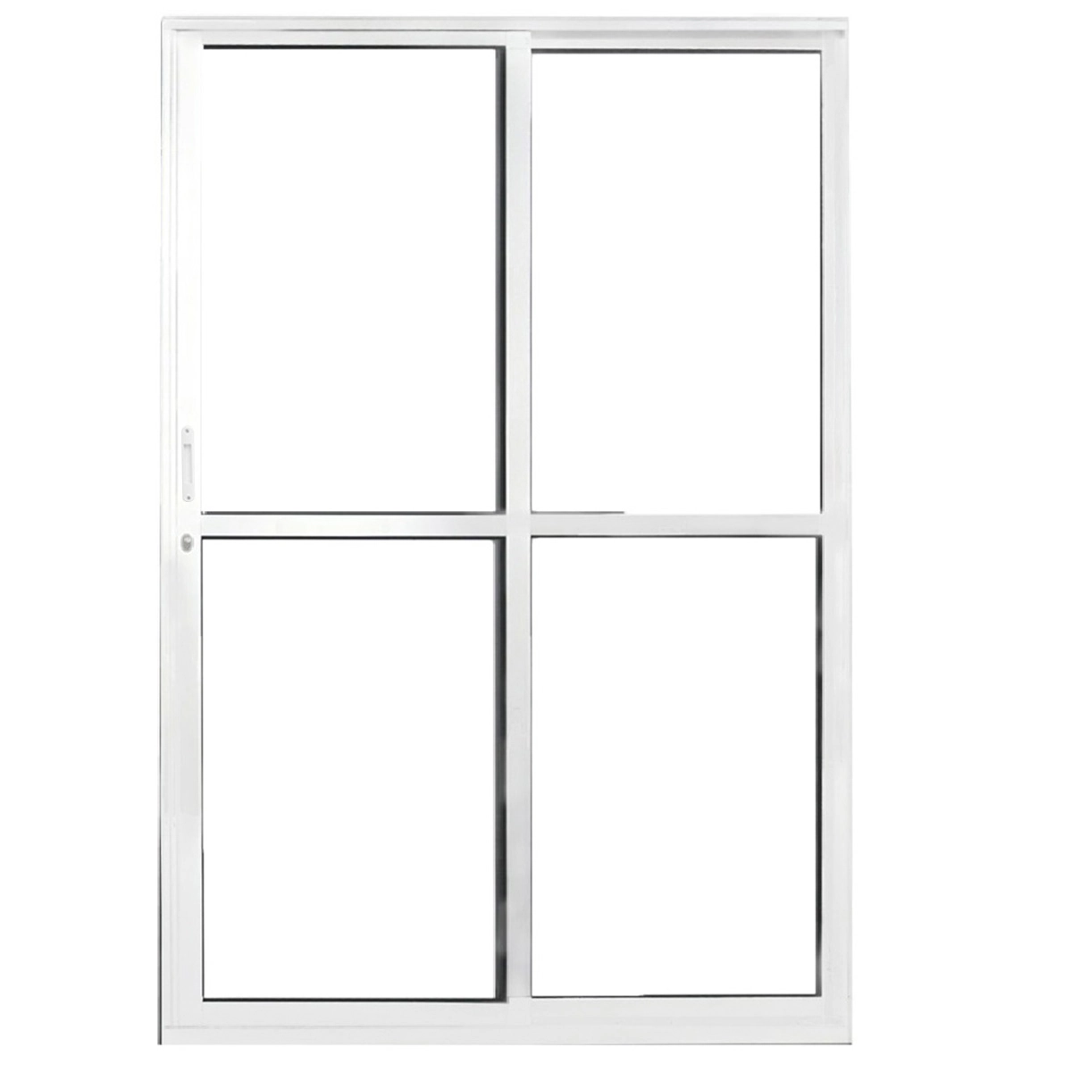 Porta De Alumínio Sacada 2 Folhas Branca Linha 25 Com Fechadura - Dc Medida:210 X 150