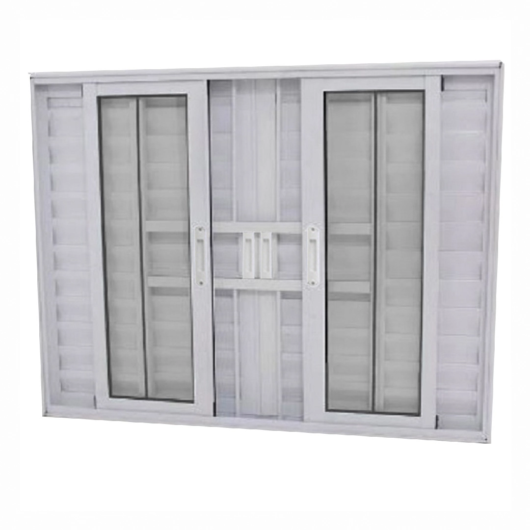 Janela Veneziana 6 Folhas Alumínio Branco Linha 25 Com Grade - Dc 120 X 120