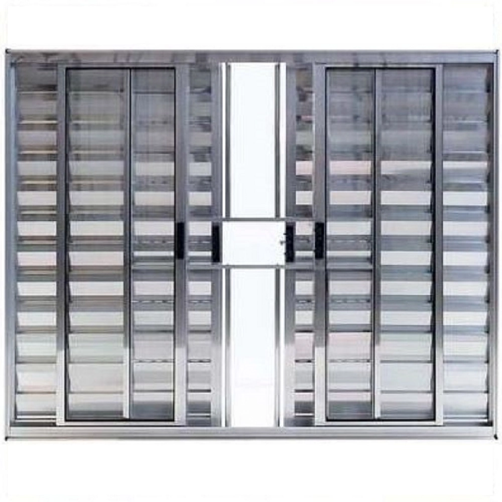 Janela Veneziana 6 Folhas Alumínio Brilhante Modular Com Grade - Dc 120 X 200