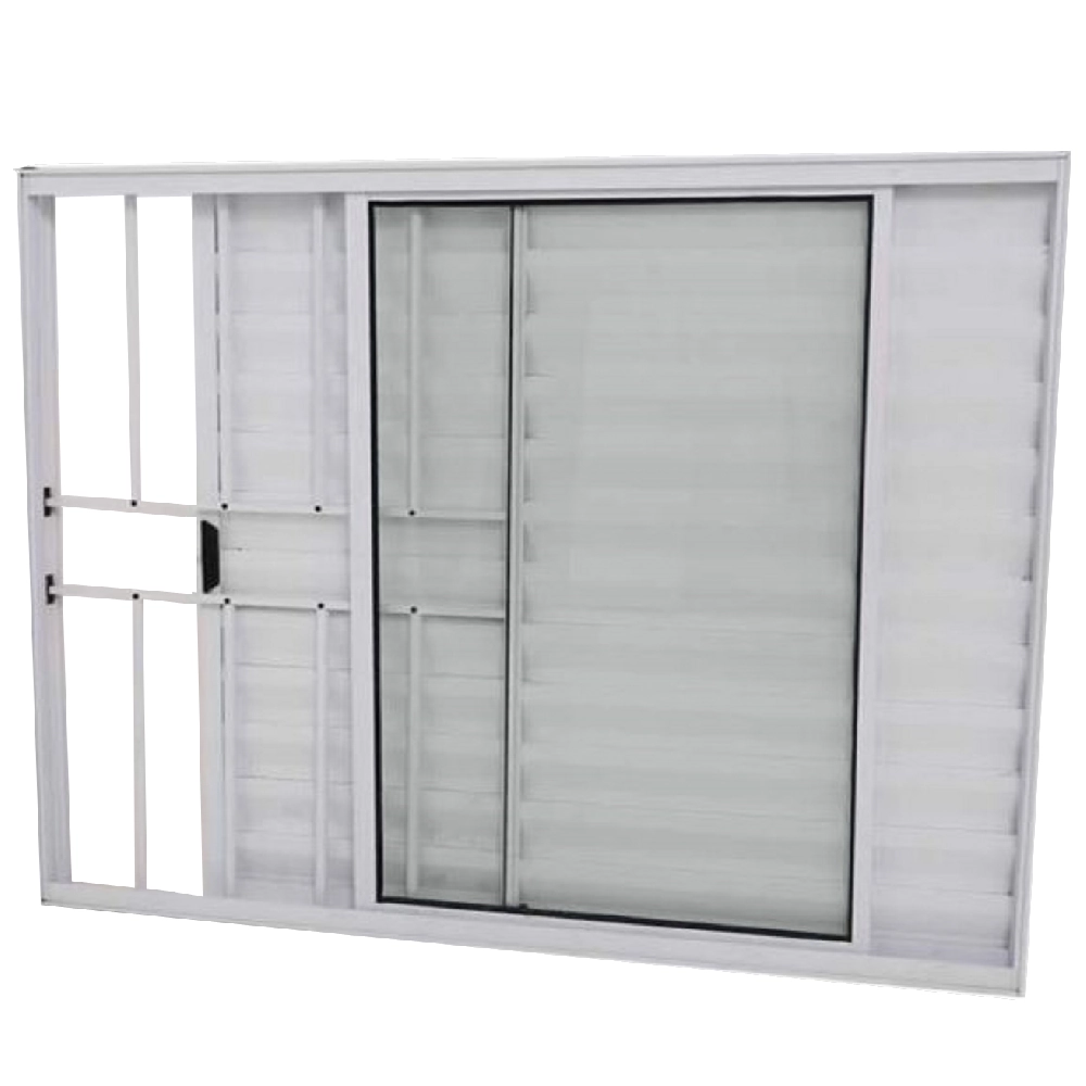 Janela Veneziana 3 Folhas Alumínio Branco Modular Com Grade - Dc 120 X 150