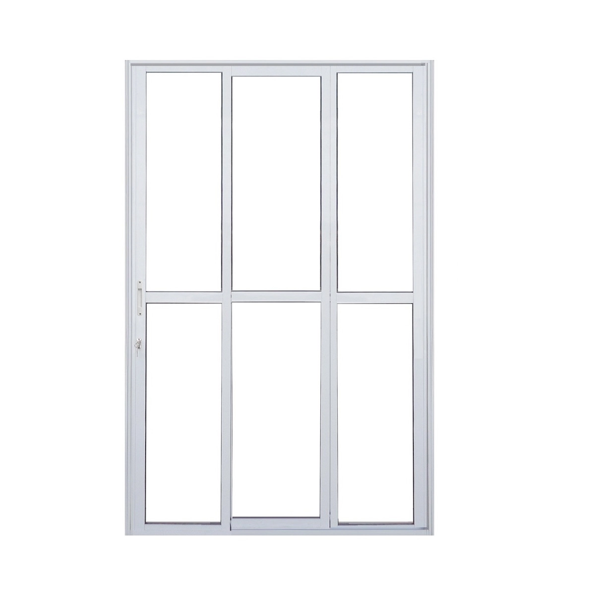 Porta De Alumínio Sacada 3 Folhas Branca Linha 25 Com Fechadura - Dc Medida:210 X 200