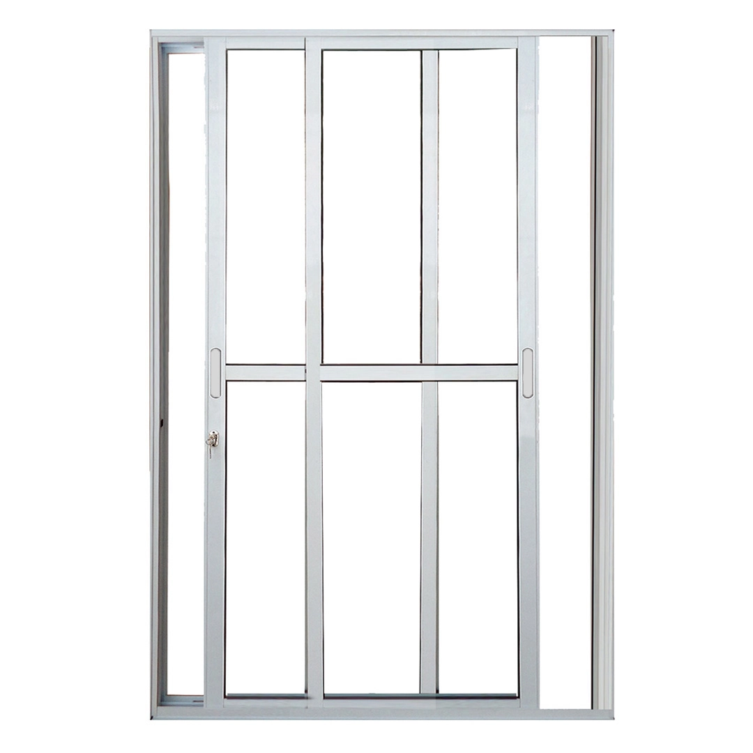 Porta De Alumínio Sacada 2 Folhas Móveis Branca Linha 25 Com Fechadura - Dc Medida:210 X 120