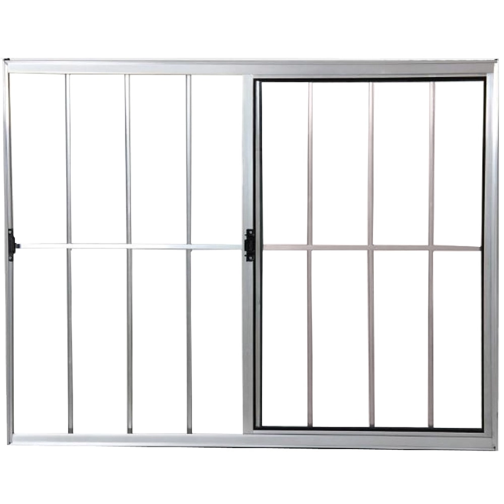 Janela Vitro 2 Folhas Alumínio Brilhante Modular Com Grade - Dc 100 X 120