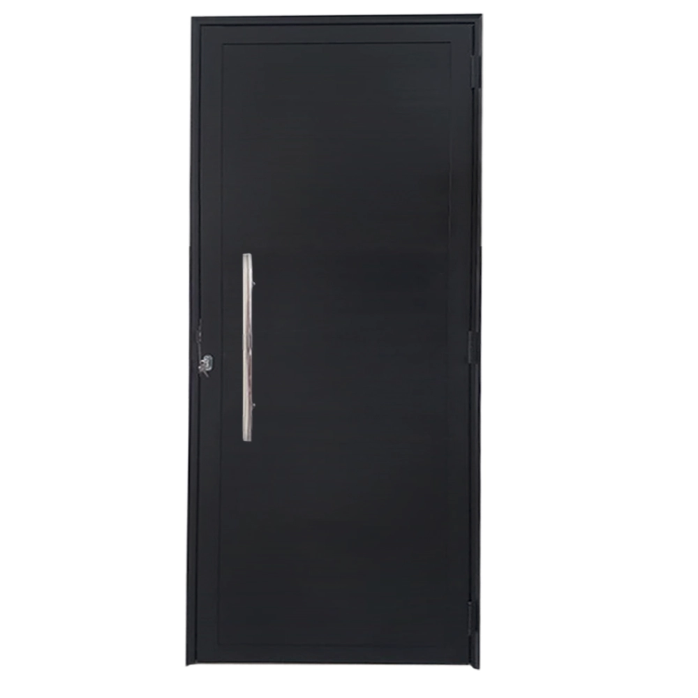Porta De Alumínio Lambril Preto Com Puxador Linha 25 - Dc Lado:direita; Medidas: 210 X 80