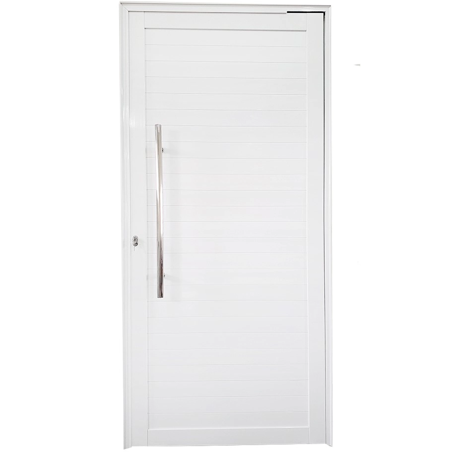 Porta De Alumínio Pivotante Branco Com Puxador Linha 30 - Dc Lado:direita; Medidas: 210 X 100