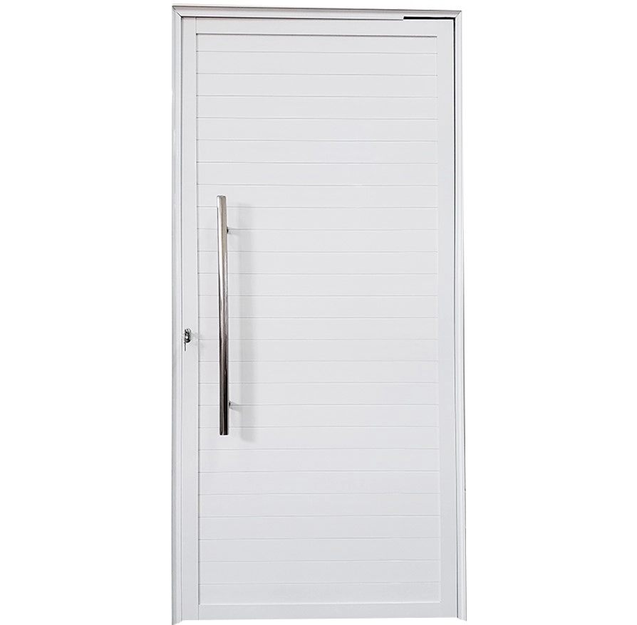 Porta De Alumínio Pivotante Branco Com Puxador Linha 25 - Dc Lado:direita; Medidas: 210 X 100