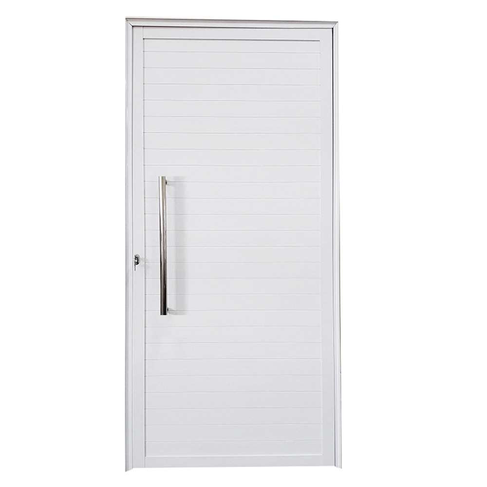Porta De Alumínio Lambril Branco Com Puxador Linha 25 - Dc Lado:esquerda; Medidas: 210 X 80
