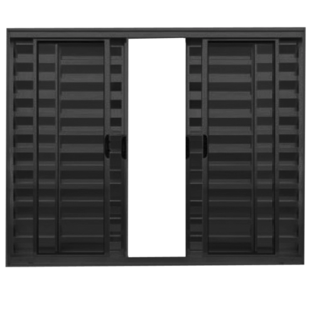 Janela Veneziana 6 Folhas Alumínio Preto Linha Modular - Dc Medidas:100 X 200