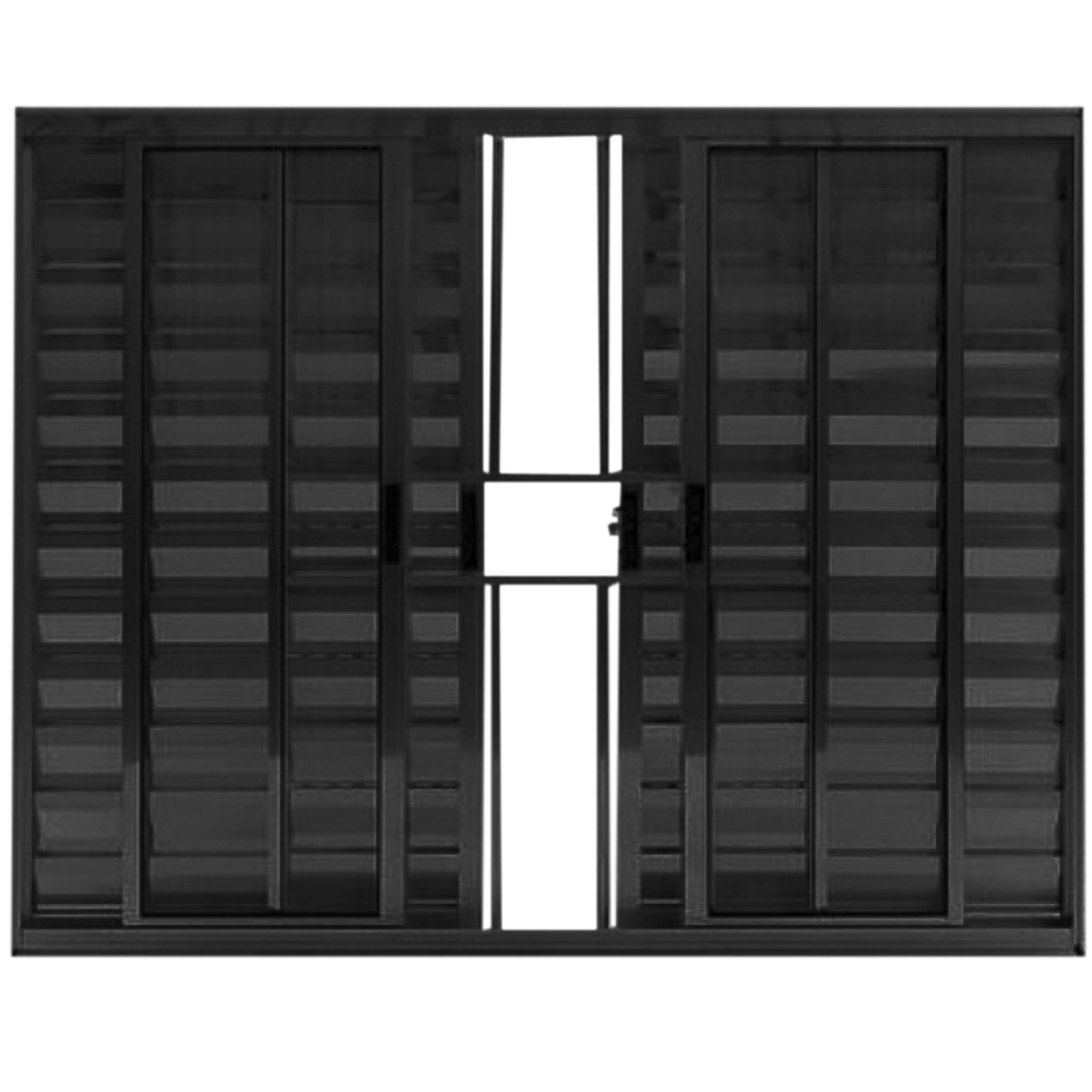 Janela Veneziana 6 Folhas Alumínio Preto Modular Com Grade Medidas:120 X 150