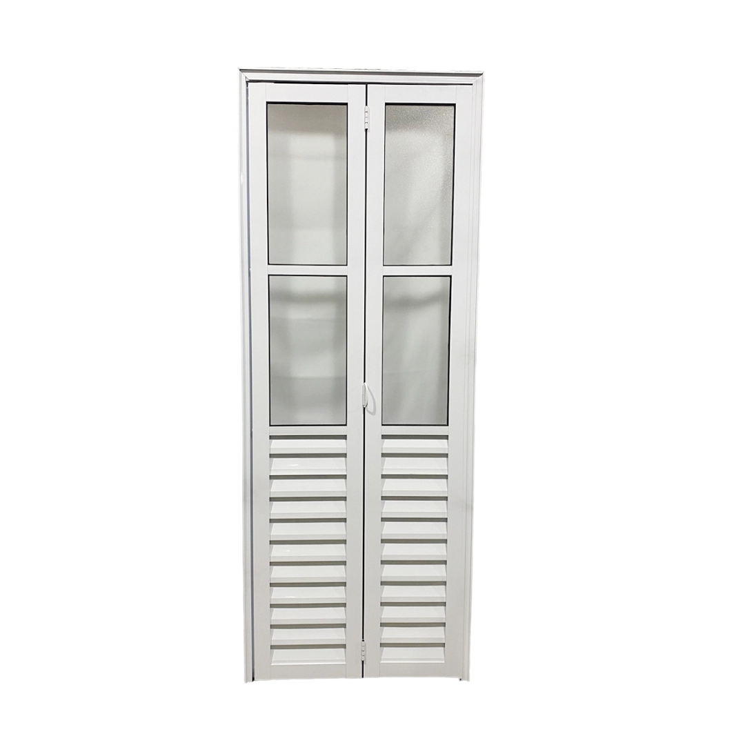 Porta De Alumínio Camarão Palheta Branco Com Vidro Linha 25 - Dc Lado:esquerda; Medidas:210 X 90