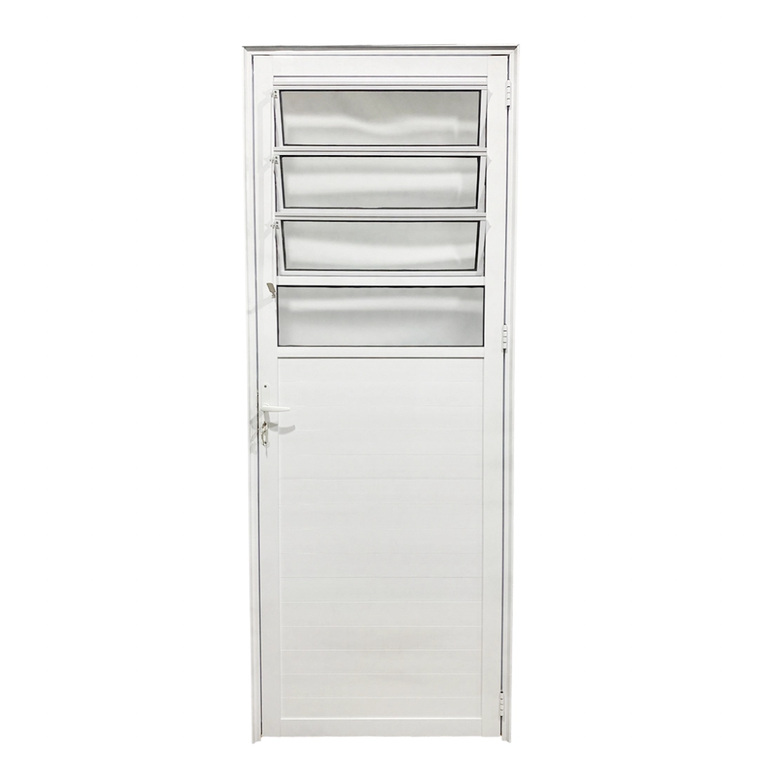 Porta De Alumínio Basculante Lambril Branco Linha 25 - Dc Lado:direita; Medidas: 210 X 70