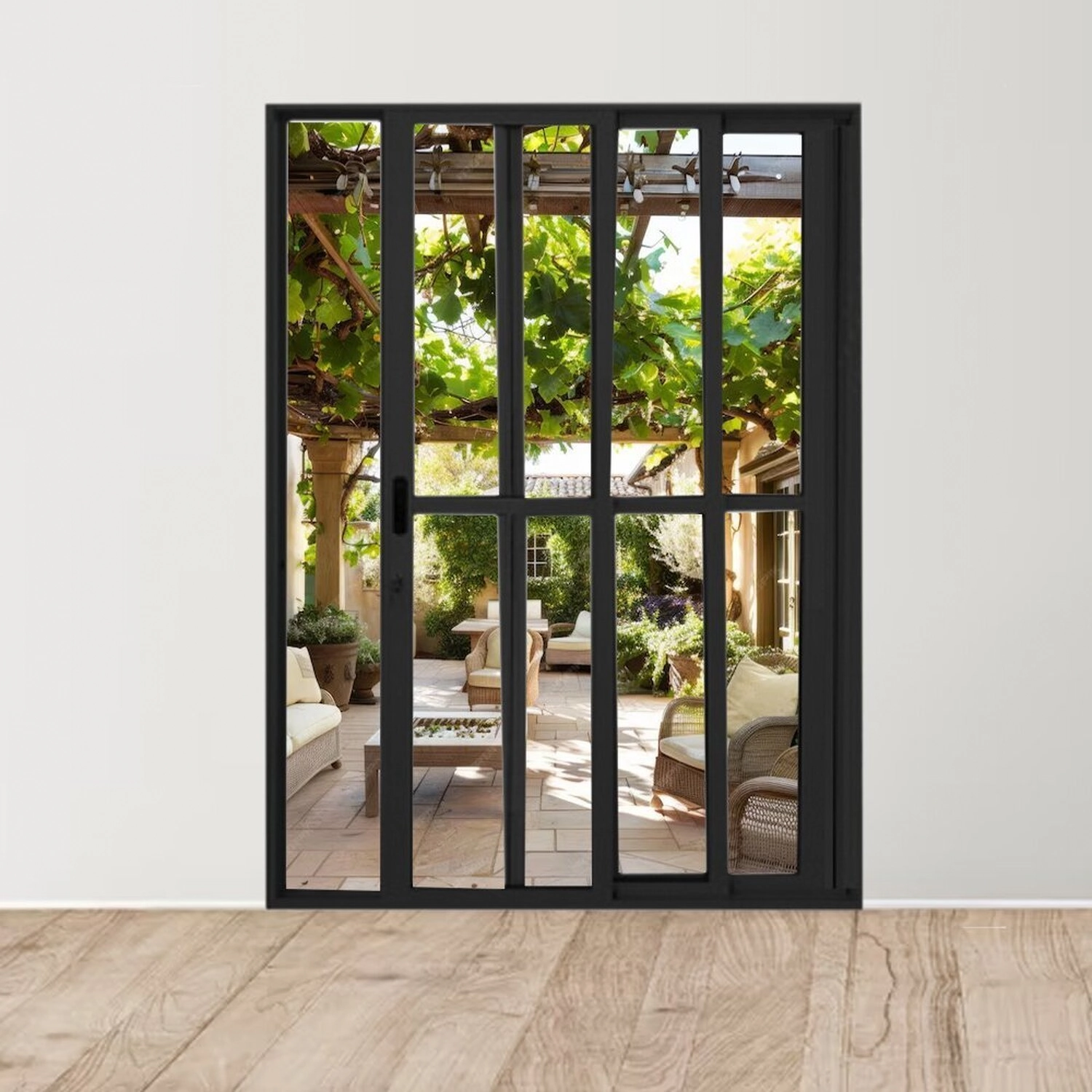 Porta Sacada De Alumínio 3 Folhas 210x180cm Com Fechadura Linha 25 Preto