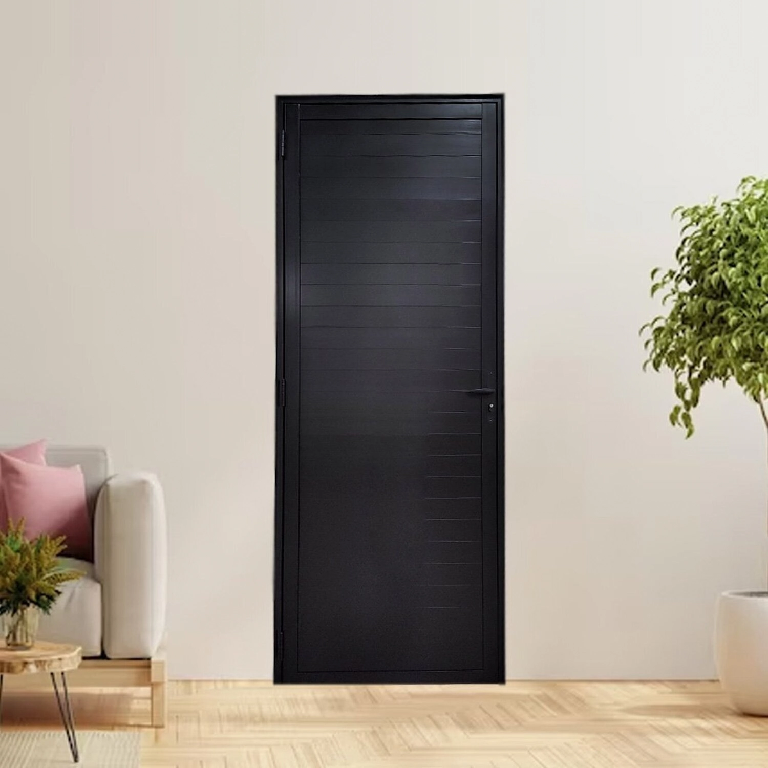 Porta Lambril Com Maçaneta Linha 25 210x90 Abertura Direita Preto